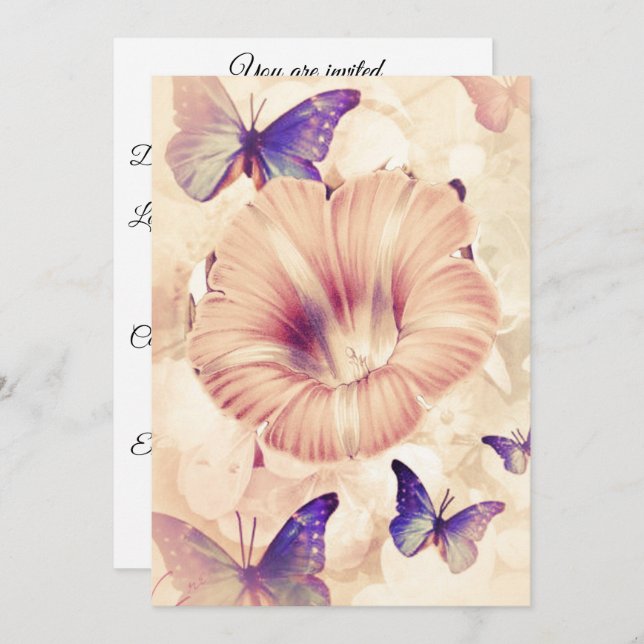 Butterflies and Lilly Invitation (Front/Back)