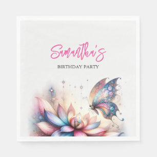 Butterflies and Lullabies Baby Shower Watercolor Napkin