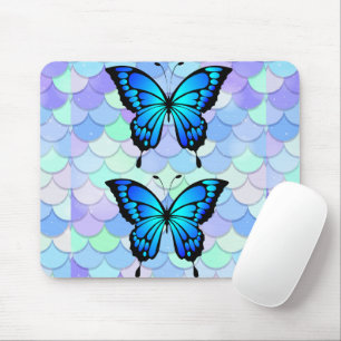 Butterflies and mermaid scales mouse pad