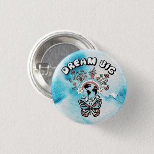 Butterflies and Mushrooms Dream Big positive inspo 3 Cm Round Badge