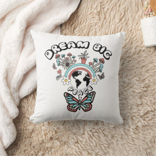 Butterflies and Mushrooms Dream Big positive inspo Cushion