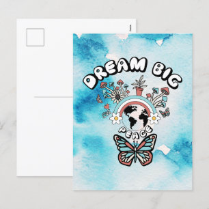 Butterflies and Mushrooms Dream Big positive inspo Holiday Postcard