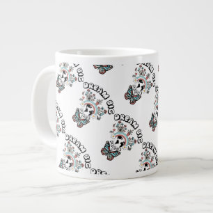 Butterflies and Mushrooms Dream Big positive inspo Large Coffee Mug