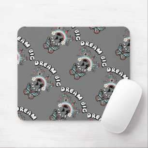 Butterflies and Mushrooms Dream Big positive inspo Mouse Pad