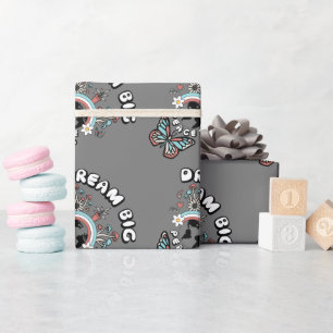 Butterflies and Mushrooms Dream Big positive inspo Wrapping Paper