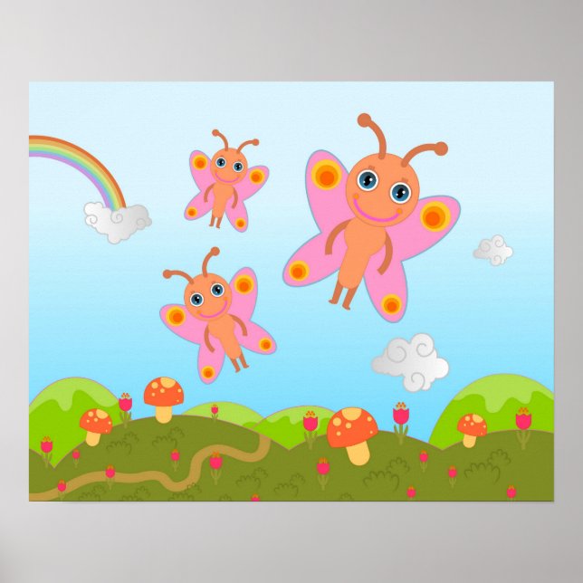 Butterflies and mushrooms poster (Front)