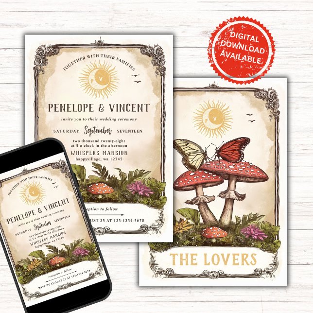 Butterflies and Mushrooms Tarot Wedding Invitation (Creator Uploaded)