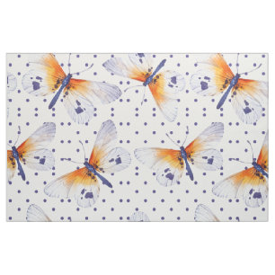 Butterflies And Polka Dots Fabric