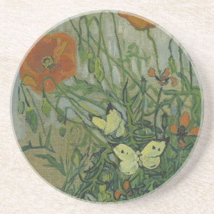 Butterflies and Poppies by Vincent van Gogh Coaster