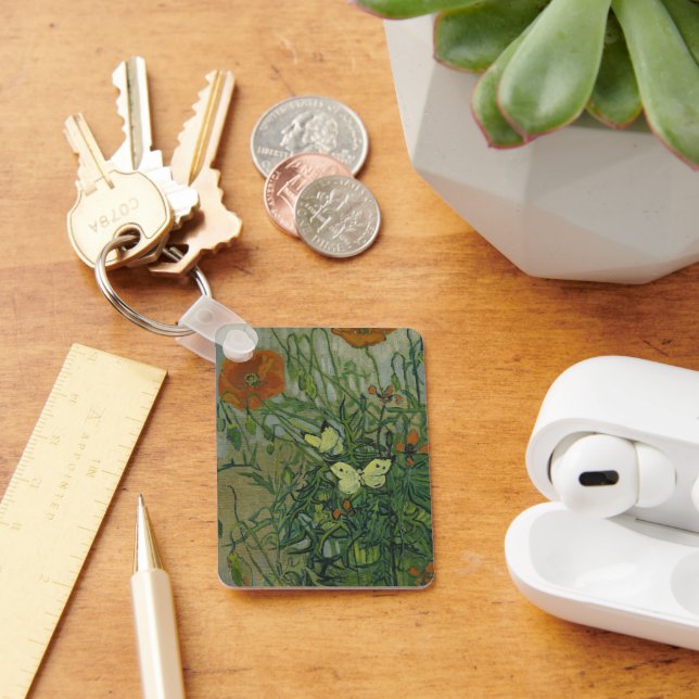 Butterflies and Poppies by Vincent van Gogh Key Ring (Desk)