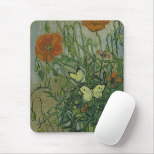 Butterflies and Poppies by Vincent van Gogh Mouse Pad