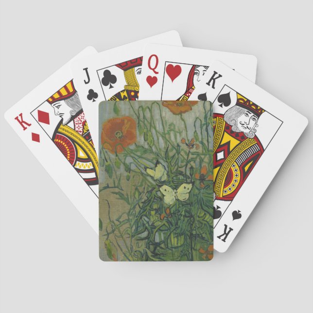 Butterflies and Poppies by Vincent Van Gogh Playing Cards (Back)