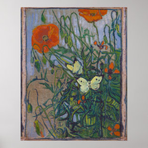 Butterflies and Poppies by Vincent van Gogh Poster