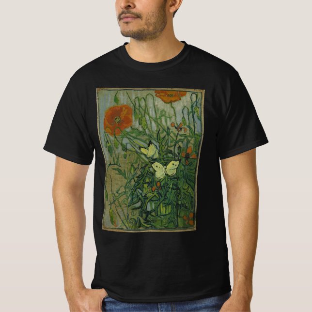 Butterflies and Poppies by Vincent van Gogh T-Shirt (Front)