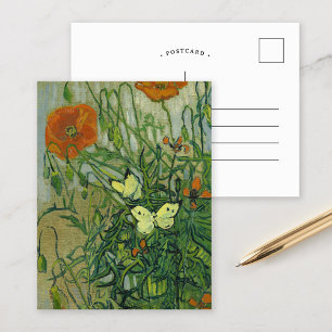 Butterflies and Poppies   Vincent van Gogh Postcard