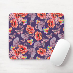 Butterflies and Poppy Flowers Mouse Pad