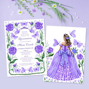 Butterflies and Roses Lilac Princess Quinceanera Invitation