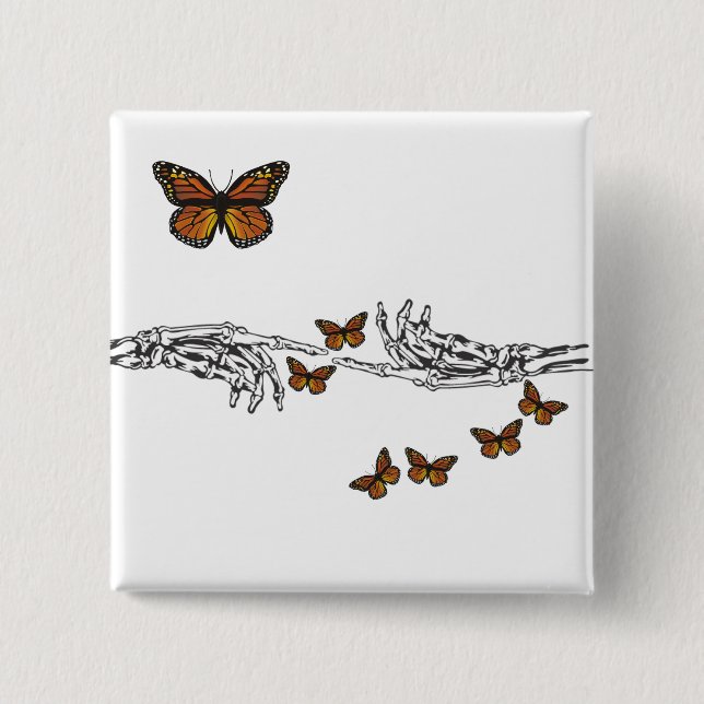 Butterflies and Skeletons 15 Cm Square Badge (Front)