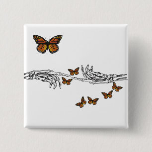 Butterflies and Skeletons 15 Cm Square Badge