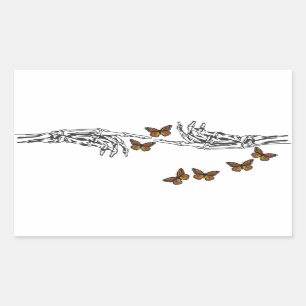 Butterflies and Skeletons Rectangular Sticker