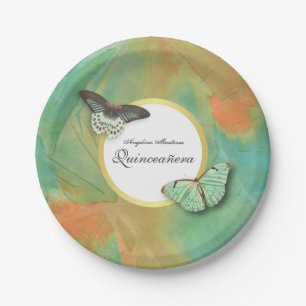 Butterflies and Southwest Colours Quinceanera Paper Plate
