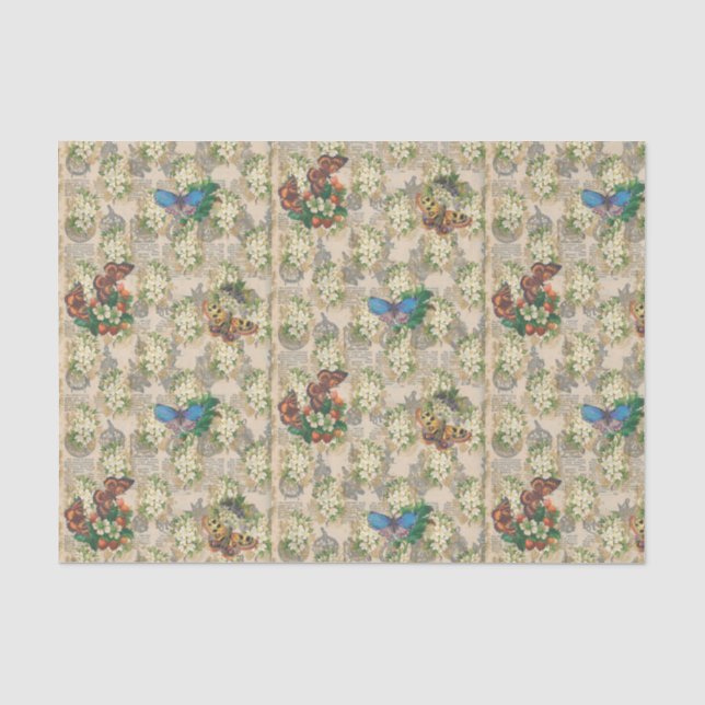 Butterflies and Strawberries Tissue Paper (Front)