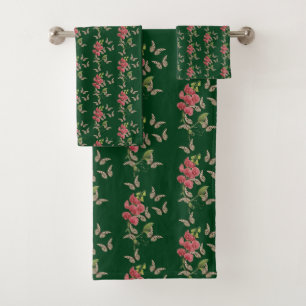 Butterflies And Sweet Pea Flower Bath Towel Set