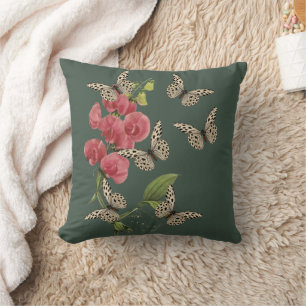 Butterflies And Sweet Pea Flower    Cushion