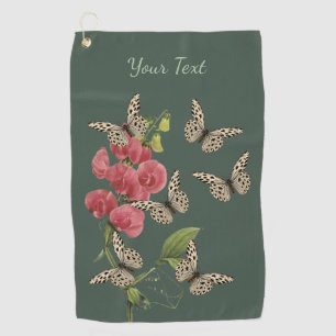Butterflies And Sweet Pea Flower     Golf Towel
