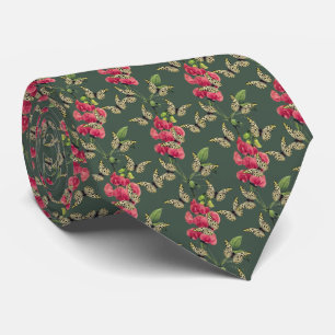 Butterflies And Sweet Pea Flower Green Tie