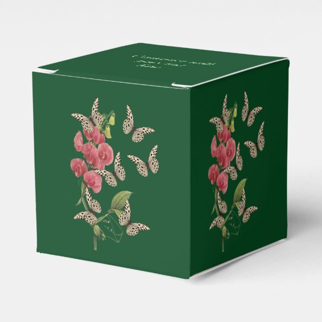 Butterflies And Sweet Pea Flower Personalised  Favour Box (Front Side)