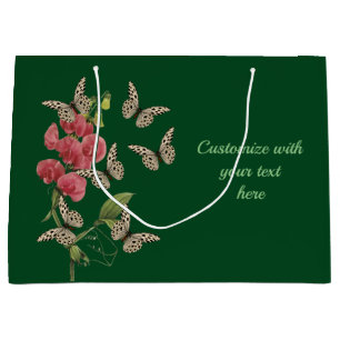 Butterflies And Sweet Pea Flower Personalised Large Gift Bag