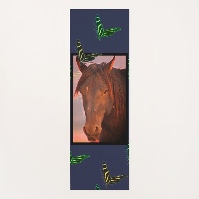 BUTTERFLIES AND WILD HORSE YOGA Mat (Front)