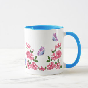 Butterflies and Wild Pink Roses Mug