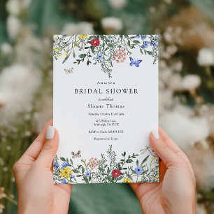 Butterflies and Wildflowers Bridal Shower  Invitation