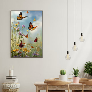 Butterflies and wildflowers  poster