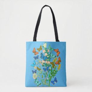 Butterflies and Wildflowers Vintage Botanical Tote Bag