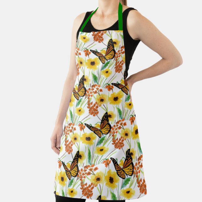 Butterflies and Yellow Flowers Print-all-over Apron (Insitu)