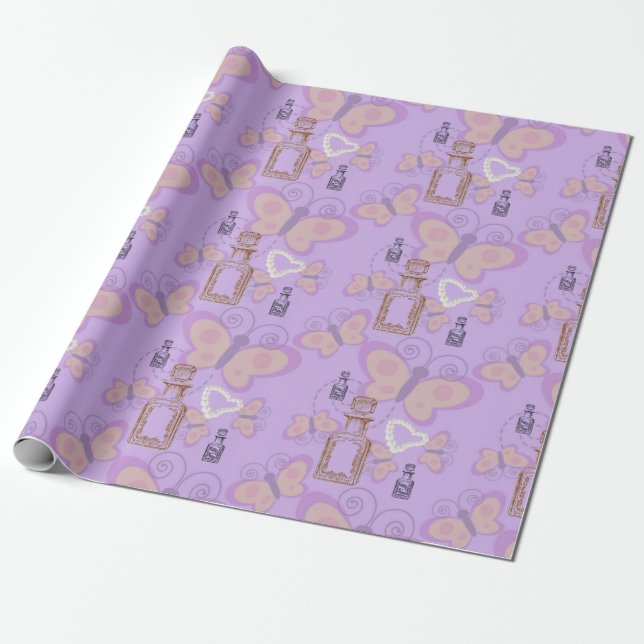 Butterflies Apothecary& PearlHearts Wrapping Paper (Unrolled)