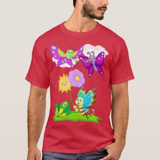Butterflies are happy when they see flowers T-Shirt