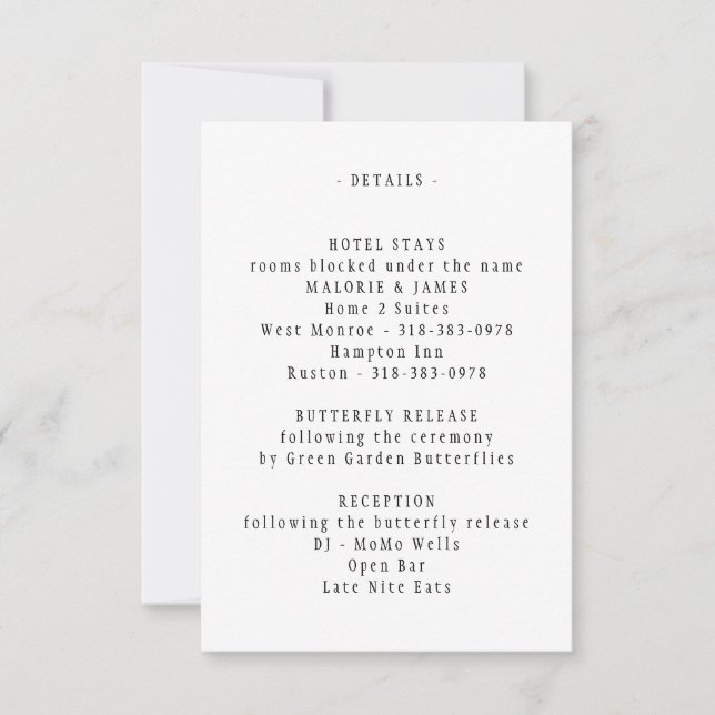 Butterflies Around Wedding enclosure card (Front)