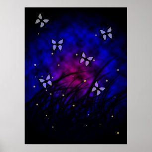 Butterflies at Night Poster