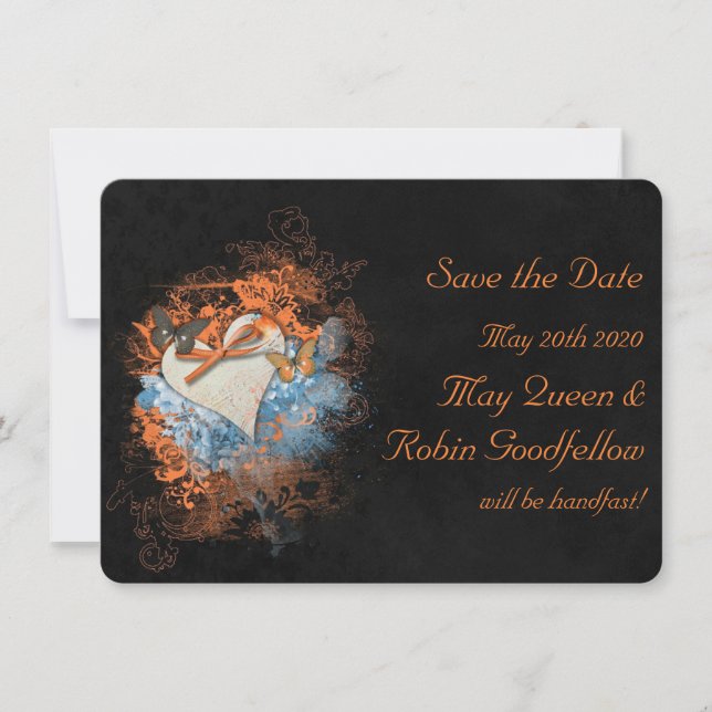 Butterflies at Samhain Wedding Save the Date Card (Front)
