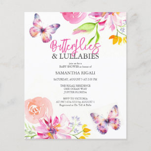 Butterflies Baby Shower Budget Invitation Flyer