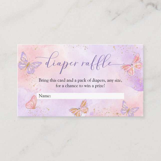 Butterflies Baby Shower Diaper Raffle  Enclosure Card (Front)