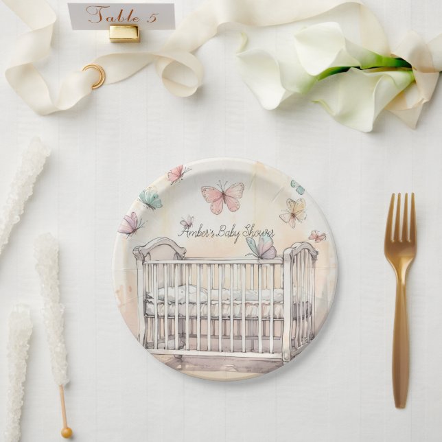 Butterflies Baby Shower  Paper Plate (Wedding)
