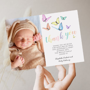 Butterflies Baby Shower Photo Thank You Card