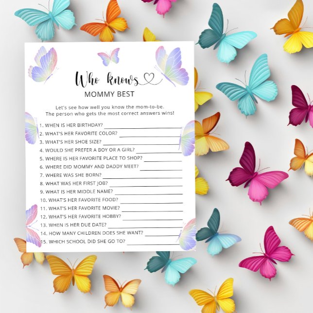 Butterflies baby shower, Who knows mummy best (Creator Uploaded)