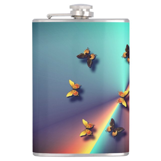 Butterflies Background Banner Hip Flask (Front)