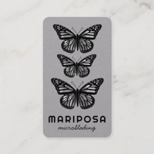 Butterflies Beauty Aesthetician Salon Black White Business Card